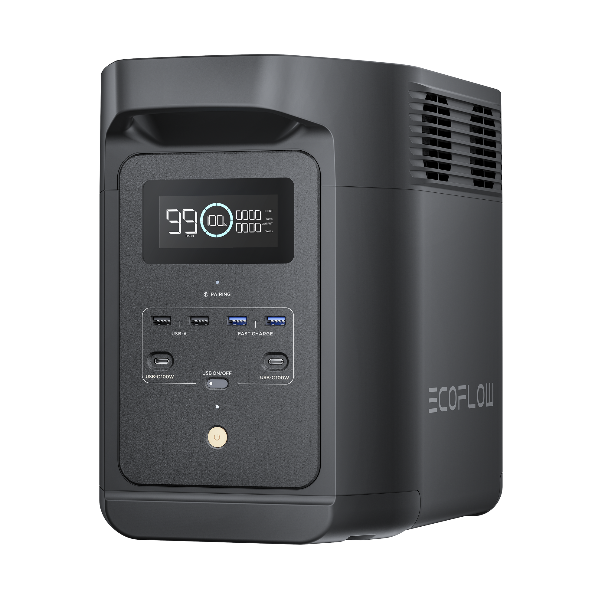 Estación de Energía Portátil de 980Wh Litio LFP / 10 Puertos AC 500 W (Max. 1000W) / 2 USB-C 100W / Cargador de Coche 10A a 12.6V / Conectividad WiFi y Bluetooth (App) / Carga Solar 500W Max.