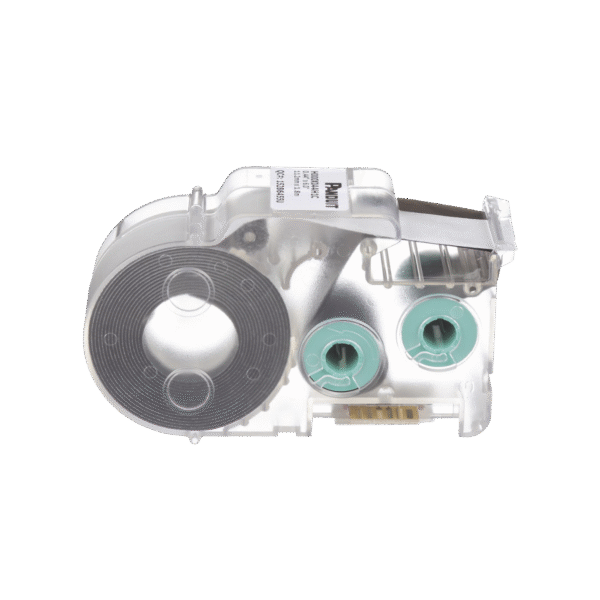 Casete de Etiquetas de Poliolefina de Cinta Continua, Tubo Termocontráctil, 11.2 mm de Ancho, 2.4 m de largo, Para Cables de 2 a 6.4 mm (16-10 AWG) de Diámetro, Color Blanco