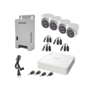 Hilook by Hikvision HL1080P4ETWA-l Kit HiLook Audio Bidireccional TurboHD 1080p / DVR 4 Canales / 4 Cámaras Eyeball (Exterior) con Bocina y Microfóno Integrado / 1 Fuente de Poder / Accesorios
