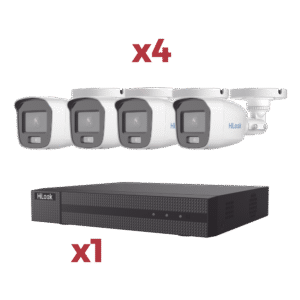 [Kit] DVR 4 Canales TurboHD + 1 Canal IP / 2 Megapixel (1080pLite) / AcuSense Lite / Audio por coaxitron / 1 Bahia de disco duro / 4 Cámaras 2 Megapixel tipo Bala / ColorVu Lite + Microfono Integrado