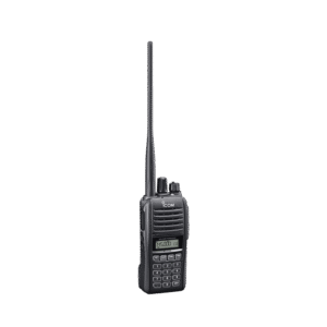 Radio portátil doble banda VHF/UHF, con 5 W de potencia de RF en ambas bandas.