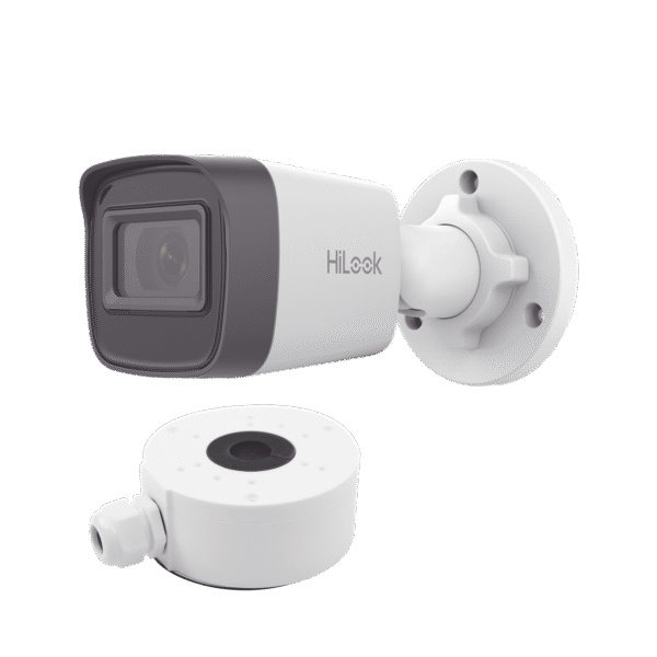 HiLook Series / Bala IP 4 Megapixel / 30 mts IR / Exterior IP67 / PoE / dWDR / Lente 2.8 mm + Caja de conexión DS-1280ZJ-XS