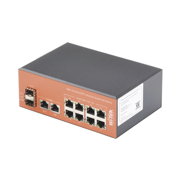 Switch Industrial PoE+ no administrable de 8 Puertos 10/100/1000Mbps + 2 SFP Combo, 150 W