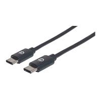 Cable Usb,Manhattan,354875,-C V2.0, C-C 2M Negro  60W, 480Mb