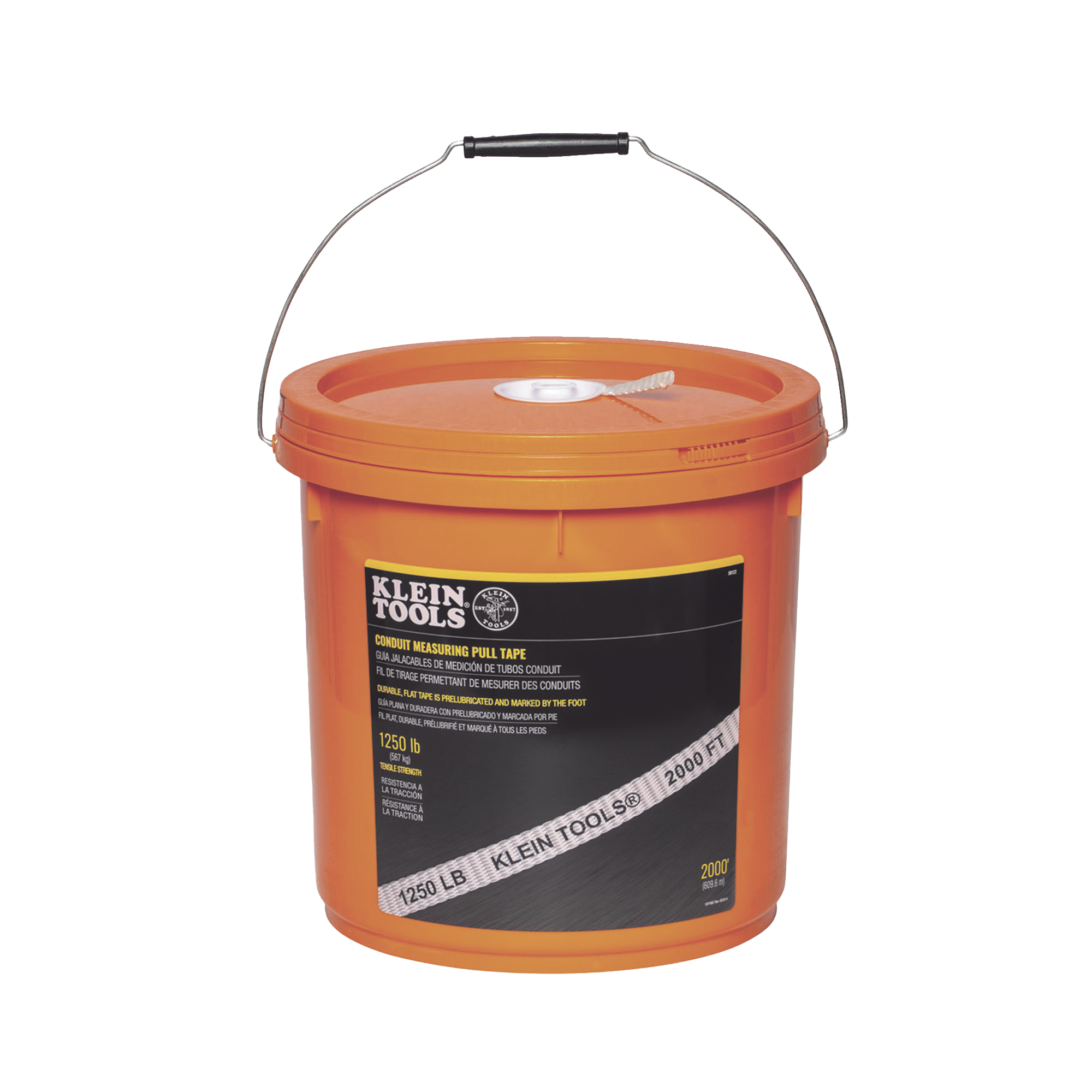 Cinta para Medir Conductos de 609m con Resistencia a la Tracción de 567 kg en Presentación de Cubeta