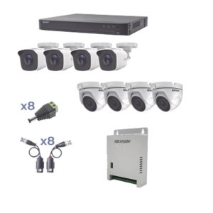 Epcom Professional kevtx8t4bw/4ew KIT TurboHD 1080p / DVR 8 Canales / 4 Cámaras Bala (exterior 2.8 mm) / 4 Cámaras Eyeball (exterior 2.8 mm) / Transceptores / Conectores / Fuente de Poder Profesional hasta 15 Vcc para Largas Distancias