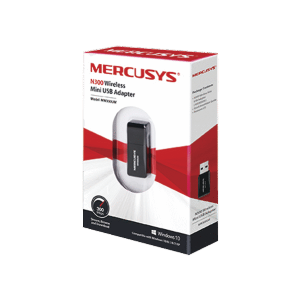 Mercusys mw300um Adaptador Inalámbrico N / 300 Mbps 2.4 GHz / 2 antenas Internas / Diseño Portátil / Más comodo