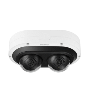 Hanwha Techwin Wisenet pnm-7082rvd Camara IP Multi-sensor Multi-direccional / 2 Canales de 2MP / incluye Lentes motorizados de 3.54 a 6.69mm / H.265 + WiseStream II / WDR 120dB / Exterior IP67 / IK10 / NEMA4X