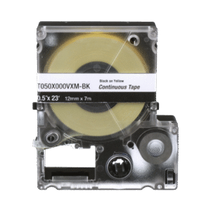 Panduit t038x000vxm-bk Casete de Etiquetas de Vinilo de Cinta Continua, Color Negro Sobre Amarillo, Uso Interior/Exterior, 9 mm de Ancho x 7 Metros de Largo
