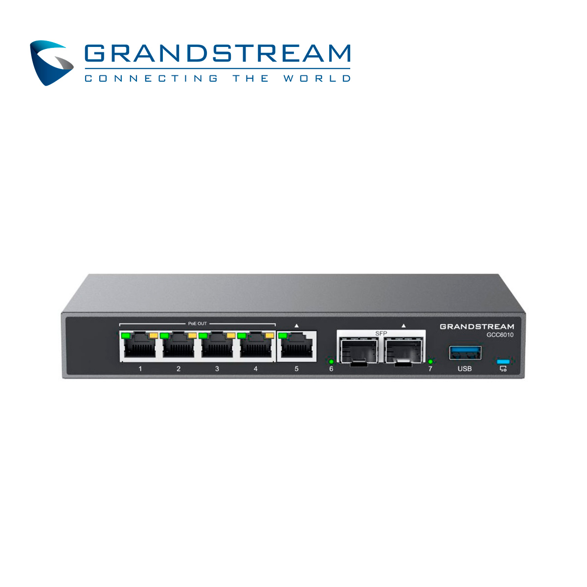 Grandstream gcc6010 DISPOSITIVO 4 EN 1 GRANDSTREAM GCC6010 CONMUTADOR IP / FIREWALL / RUTEADOR VPN / SWITCH 5 PUERTOS GIGA WAN/LAN / 4 PUERTOS POE AF/AT / 2 PUERTOS SFP 2.5GBPS / 12 USUARIOS / 4 LLAMADAS SIMULTANEAS / ADMINISTRABLE CLOUD GDMS