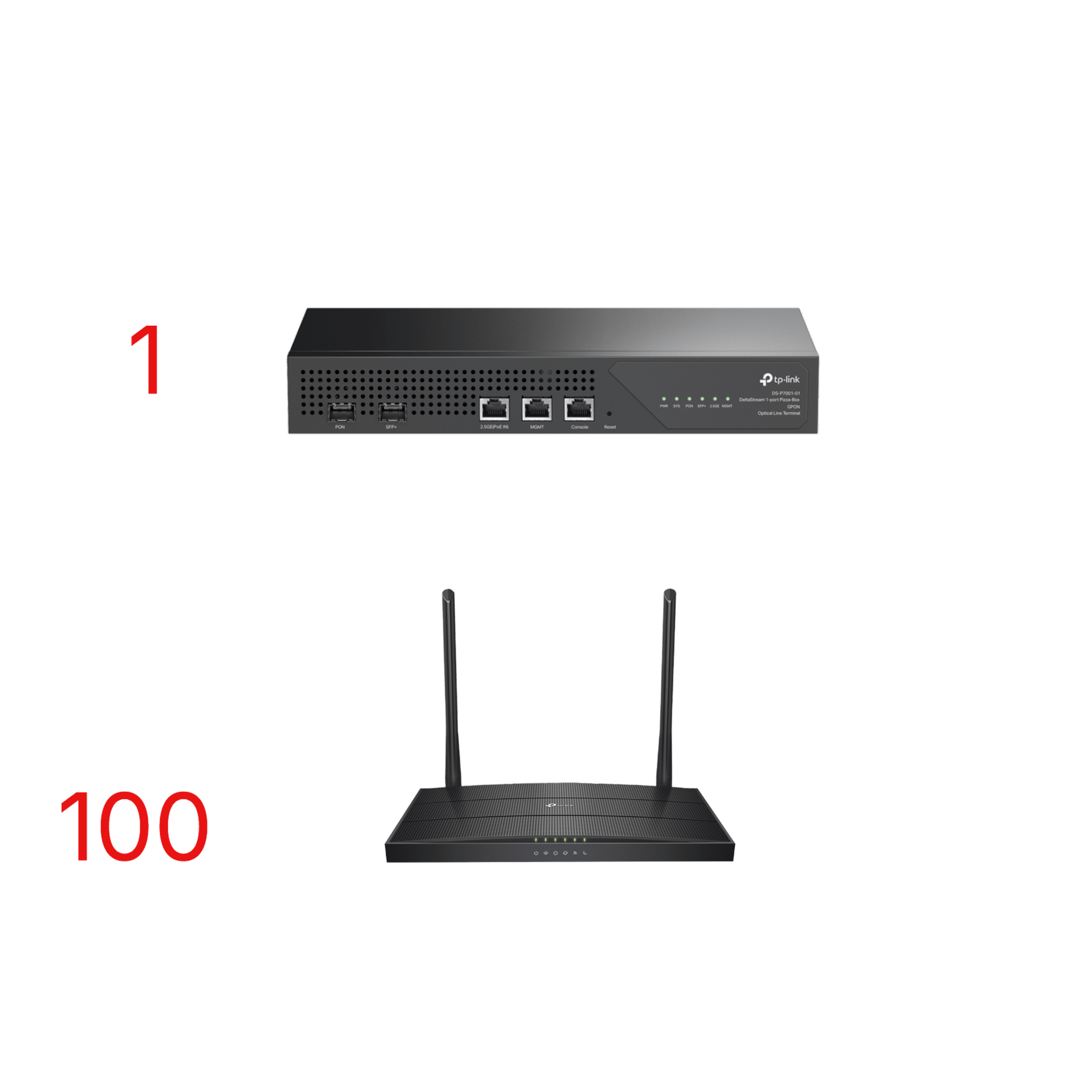 Kit para ISP`s / OLT DS-P7001-01 con Paquete de 100 ONU´s Modelo XC220G3V