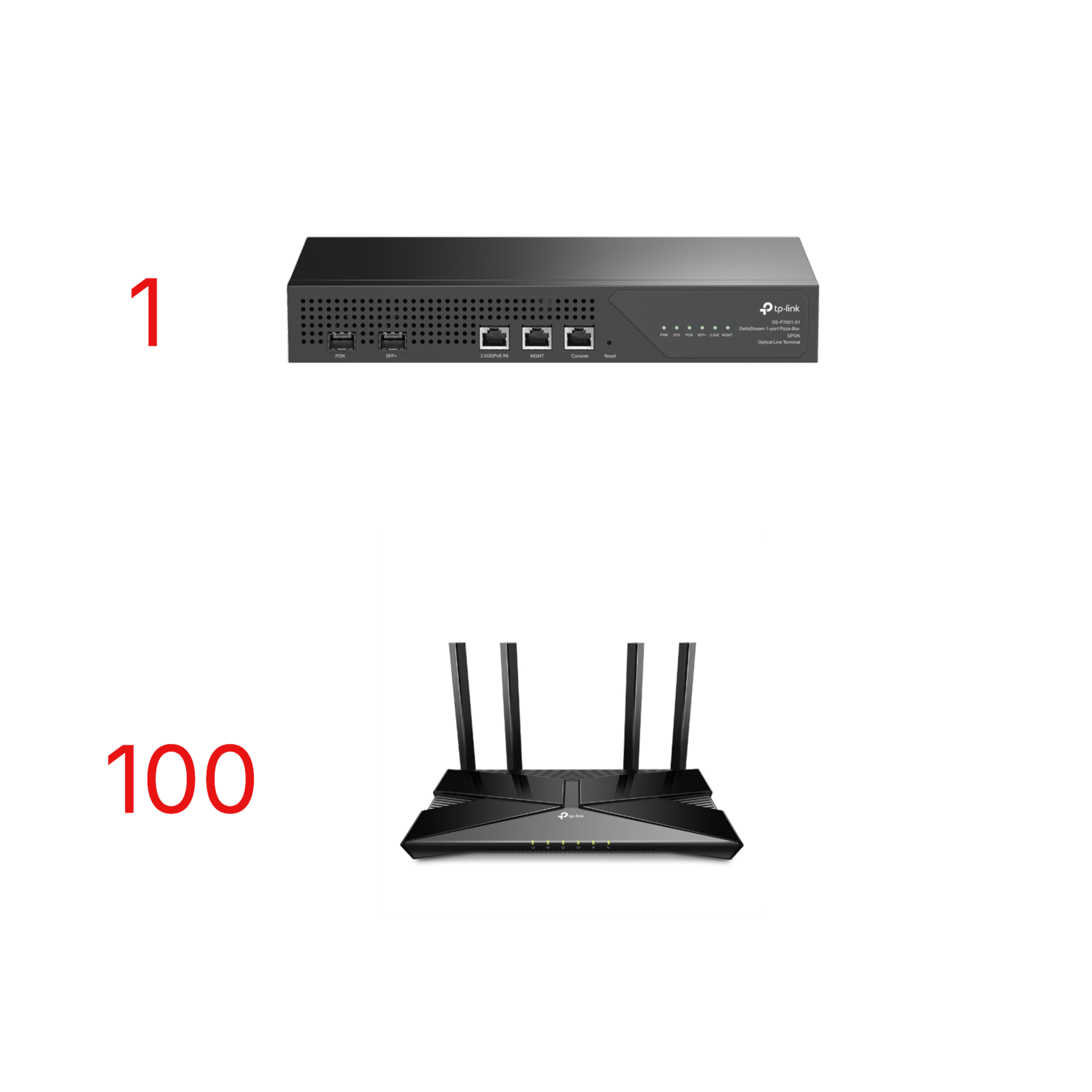 Kit para ISP´s / OLT DS-P7001-01 con Paquete de 100 ONU´s Modelo XX230V.