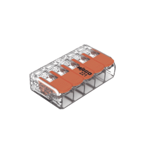 Wago 221-415 221415 Conector Compacto para 1 Cable de Entrada 4 Cables de Salida / Cables Compatibles 28AWG-12AWG