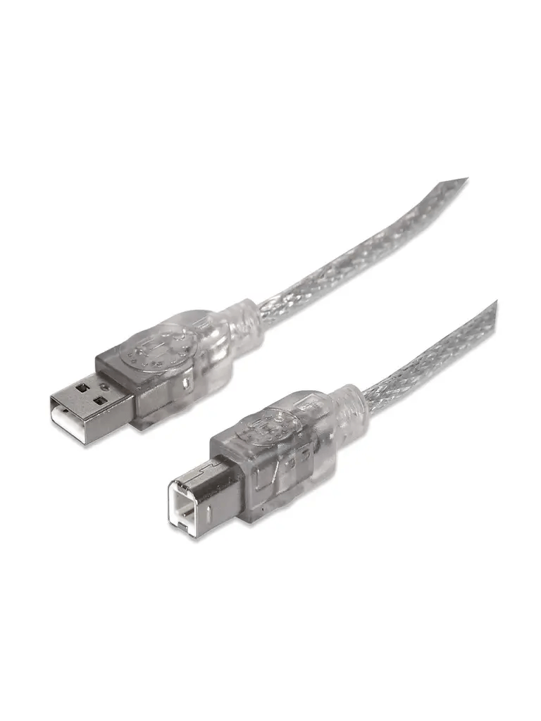 Manhattan 333405 MANHATTAN 333405 Cable para Dispositivos USB B de Alta Velocidad USB 2.0, A macho/ B macho, 480 Mbps, 1.8 m, Plateado