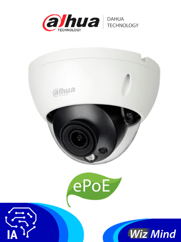 Dahua dh-ipc-hdbw5241rn-ase DAHUA IPC-HDBW5241RN-ASE - Cámara IP Antivandálica Resolución de 2 MP/ Lente 2.8 mm/ ? 106°/ IR 50 mts/ IA WizMind/ Detección Facial/ Protección Perimetral/ Conteo de Personas/ Starlight/ ePoE/ WDR/ H.265/ IP67/ IK10/ E&S Alarma/ E&S Audio/