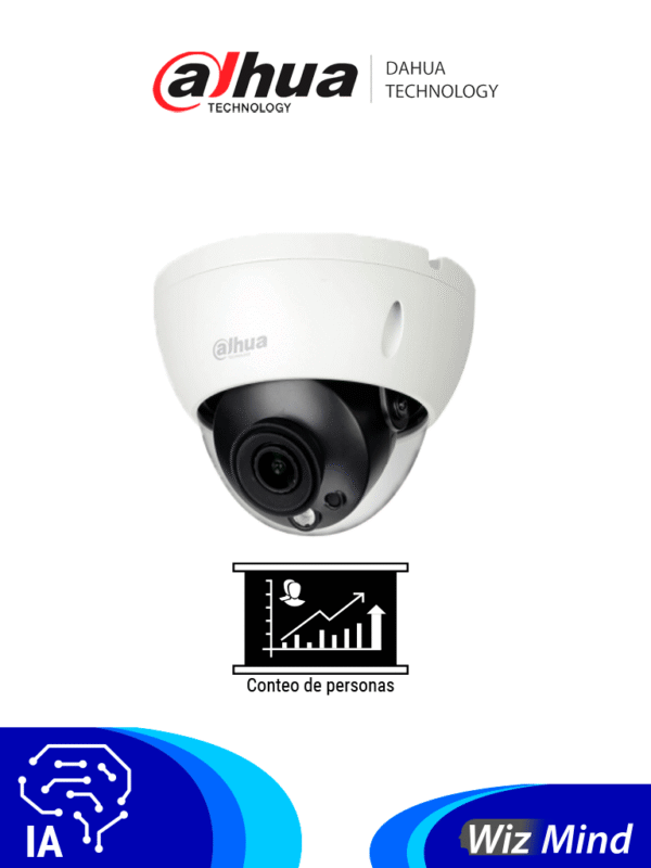Dahua dh-ipc-hdbw5442rn-s-0280b DAHUA IPC-HDBW5442RN-S-0280B - Cámara IP Domo Antivandálica Resolución de 4 MP/ Lente 2.8 mm/ ? 113°/ IR 50 mts/ IA WizMind/ Detección Facial/ Protección Perimetral/ Conteo de Personas/ Starlight/ PoE/ WDR 140dB/ H.265/ IP67/ IK10/
