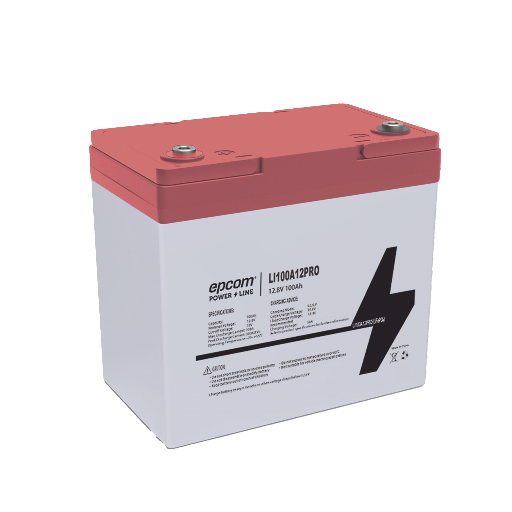 Epcom Power Line By Ritar li100a12pro li100a12pro Batería de Litio Ciclo Profundo, 12.8 Vcc 100Ah LiFePO4 Válvula de Alivio, Solar, Marina, Máximo 100 A de Descarga