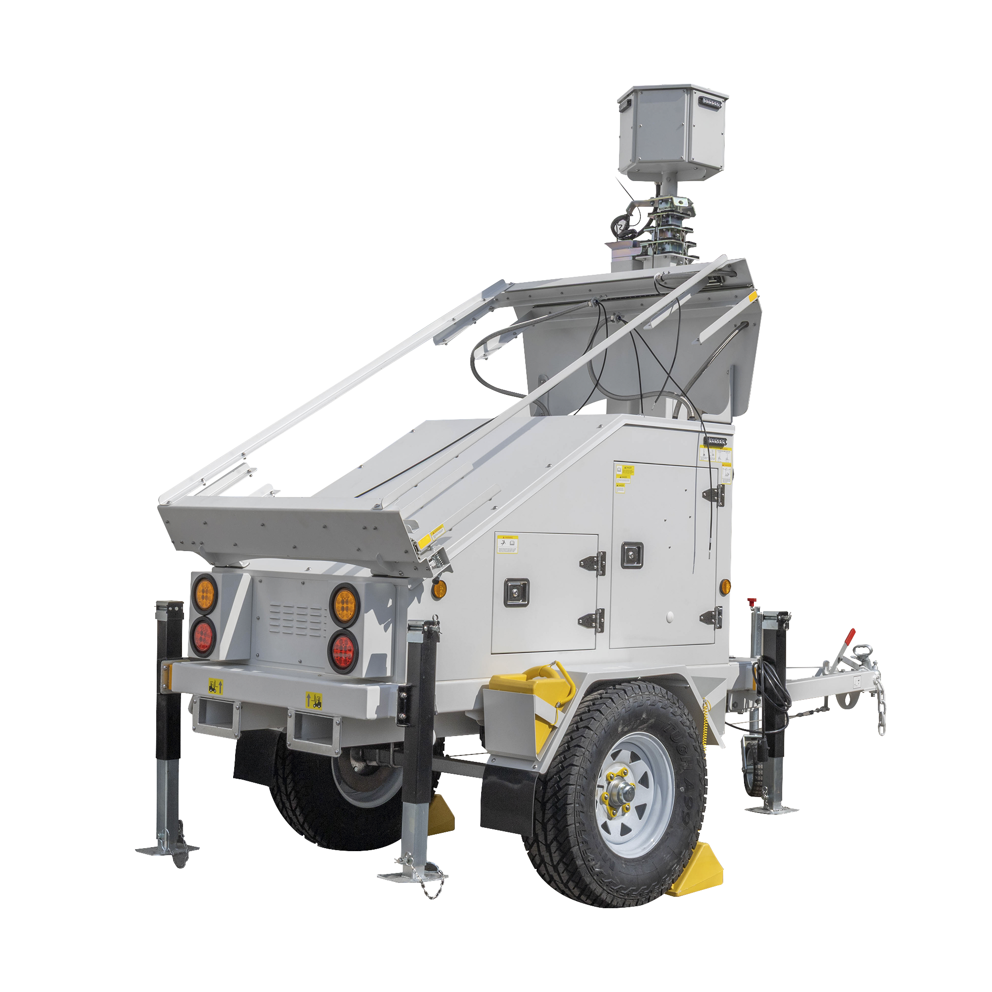 Precision pst-vts-3p pstvts3p Traila / Remolque con Mástil Retráctil de 7.5 m. para Videovigilancia o Iluminación, con Bases para Instalar Paneles Solares y Baterías (No incluidos)