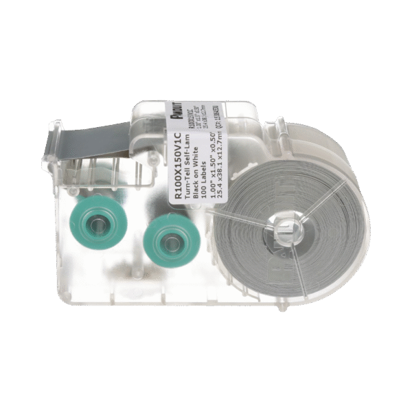 Panduit r100x150v1c Casete de 100 Etiquetas Autolaminadas Turn-Tell, Con Rotación para Mejor Visibilidad, para Cables de Redes de Cobre o Fibra Óptica, de 5.5 a 7.1 mm de Diámetro