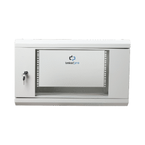 Linkedpro sr1906lh3gw Gabinete de Pared de 6U con Puerta de Cristal Templado, 455 mm de Profundidad Total, Rack de 19, Acero Reforzado Color Gris Mate