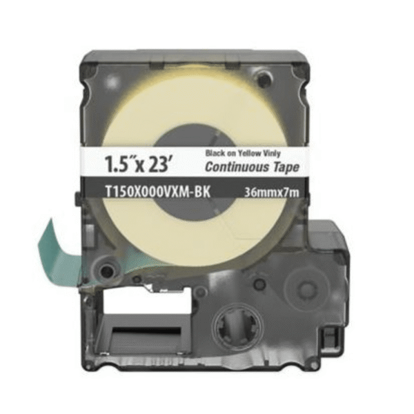 Panduit t150x000vxm-bk Casete de Etiquetas de Vinilo de Cinta Continua, Color Negro Sobre Amarillo, Uso Interior/Exterior, 36 mm de Ancho x 7 Metros de Largo