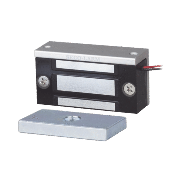Enforcer Secolarm e-941sa-80q e941sa80q Chapa Magnética  de 36 kg (80 Lbs) / Uso en Lockers o Gabinetes / 12~24 VDC / Tamaño Miniatura 70x31x19 mm / Protección MOV / Sin Magnetismo Residual / Montaje Completo