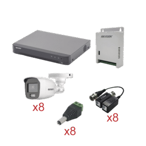 Epcom kevtx8t8bg/a kevtx8t8bg/a KIT TurboHD con Audio 1080p / DVR 8 Canales / 8 Cámaras Bala (exterior 2.8 mm) / Transceptores / Conectores / Fuente de Poder / AUDIO POR COAXITRON