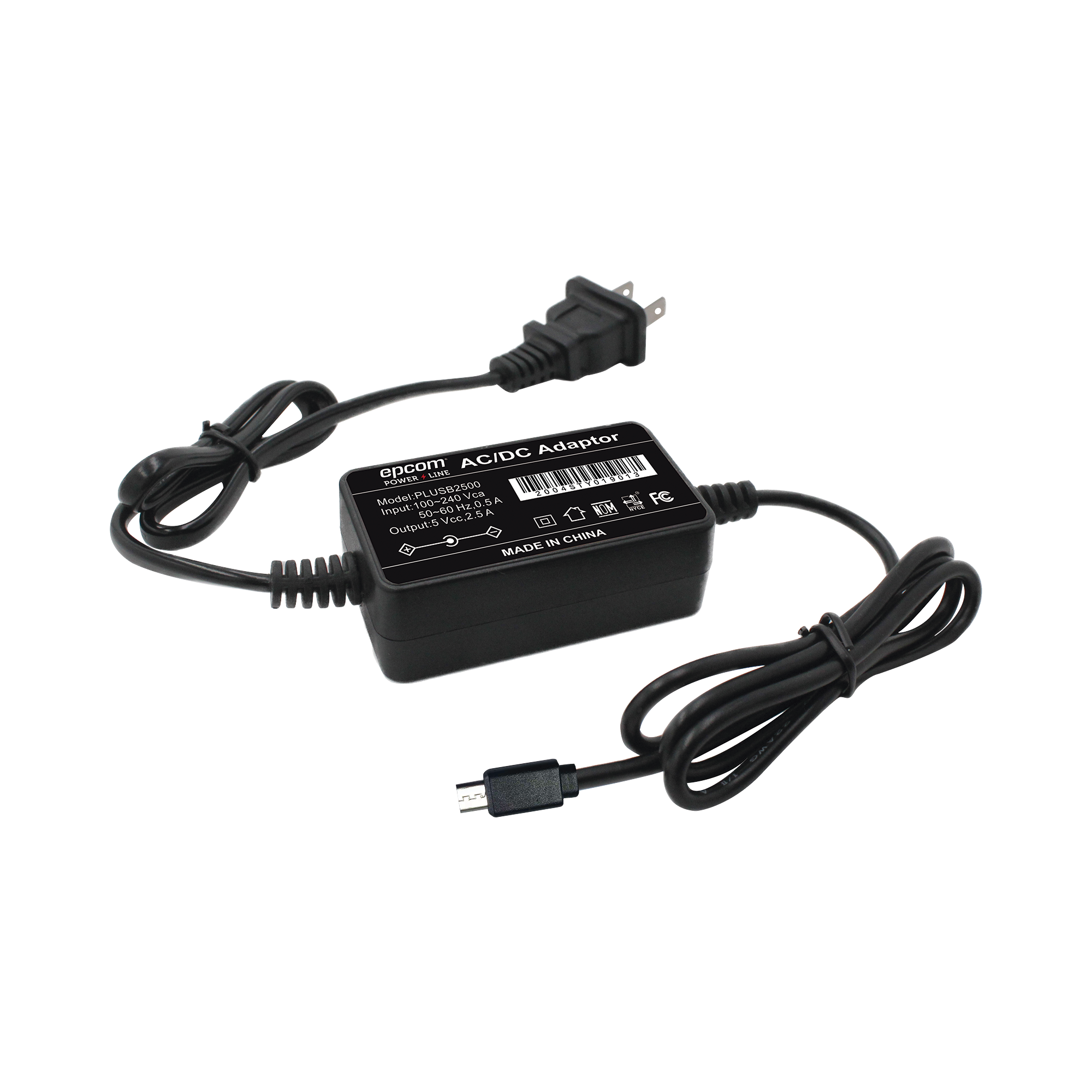 Epcom Powerline plusb2500 plusb2500 Cargador Micro-USB Profesional de 5 Vcc, 2.5 A para Celulares, Tabletas y Radio PKT-03 / Voltaje de Entrada de 100-240 Vca