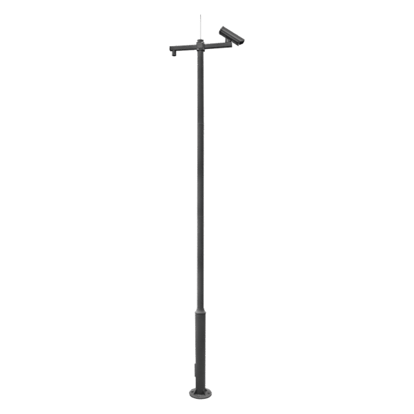 Syscom xgapole6m Poste Seccionado de 6 Metros / Especializado para la Instalación de Videovigilancia / Incluye Base de Cimentación y Brazo para Cámara PTZ / Color Negro