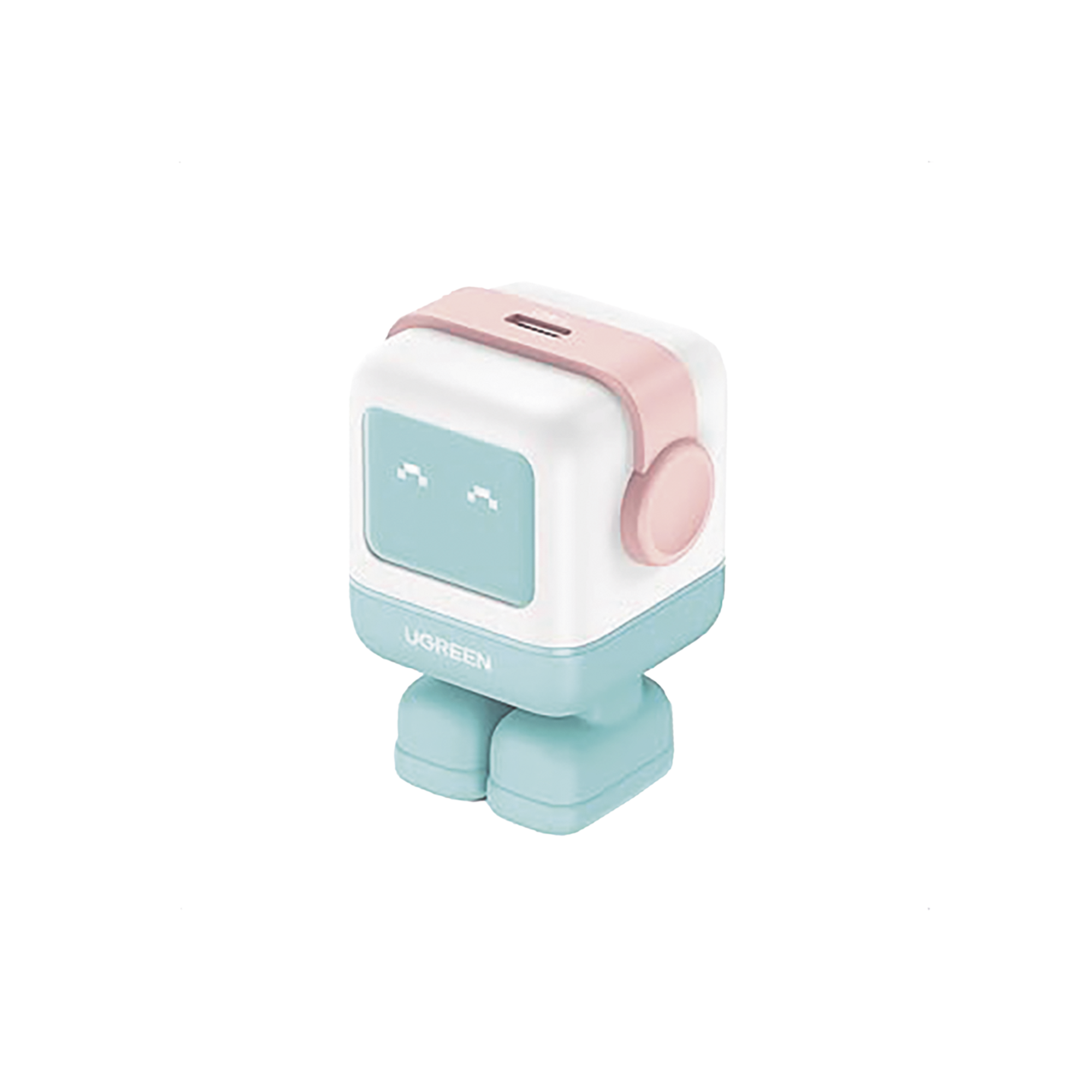 Ugreen 45089b Cargador Mini GaNRobot 30W serie UNO | 1 USB-C de Carga Rápida | Tecnología GaN II | Multiprotocolo PD/QC/SCP/FCA | Carga Inteligente | Pantalla LED | Zapato Magnético Extraíble | Thermal Guard | Color Pink-Blue