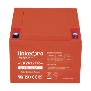 Linkedpro By Epcom lk2612fr Batería 12 V / 26 Ah / UL / Tecnología AGM-VRLA / Vida útil promedio de 5 años / Retardante a la Flama / Para uso en equipo electrónico, Alarmas de Intrusión / Incendio/ Control de acceso / Video Vigilancia / Term