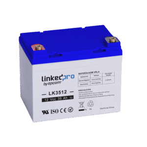 Linkedpro By Epcom lk3512 Batería 12 V / 35 Ah / UL / Tecnología AGM / Vida útil promedio de 5 años / Para uso en equipo electrónico, Alarmas de Intrusión / Incendio / Control de acceso / Video Vigilancia / Terminales T1