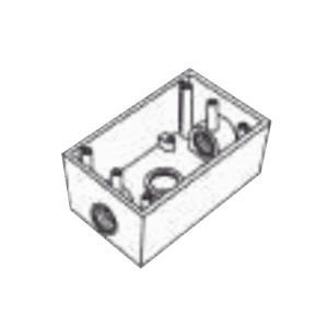 Rawelt rr2746 Caja Condulet FS de 1 (25.4 mm ) con tres bocas una arriba y una atrás a prueba de intemperie.