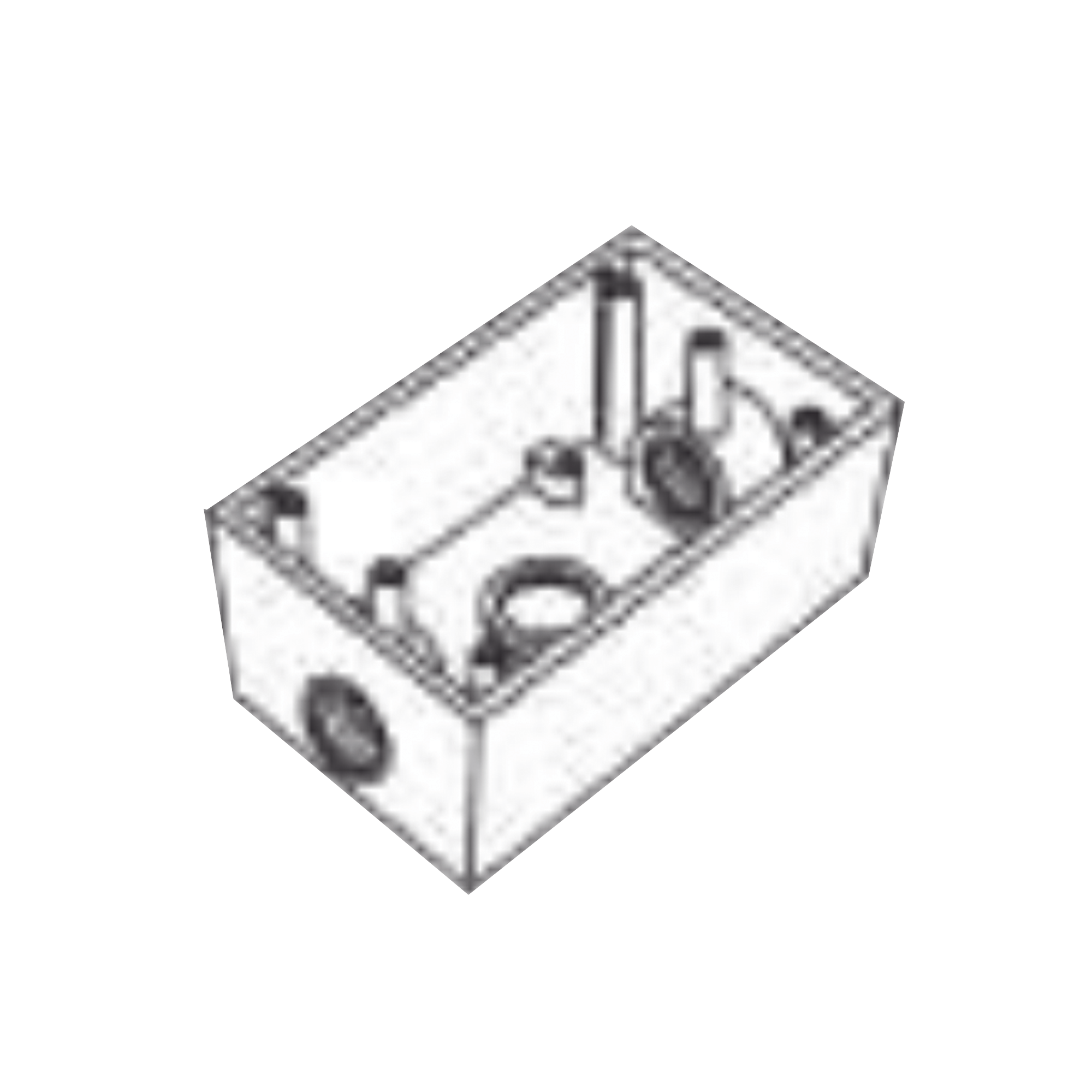 Rawelt rr2746 Caja Condulet FS de 1 (25.4 mm ) con tres bocas una arriba y una atrás a prueba de intemperie.