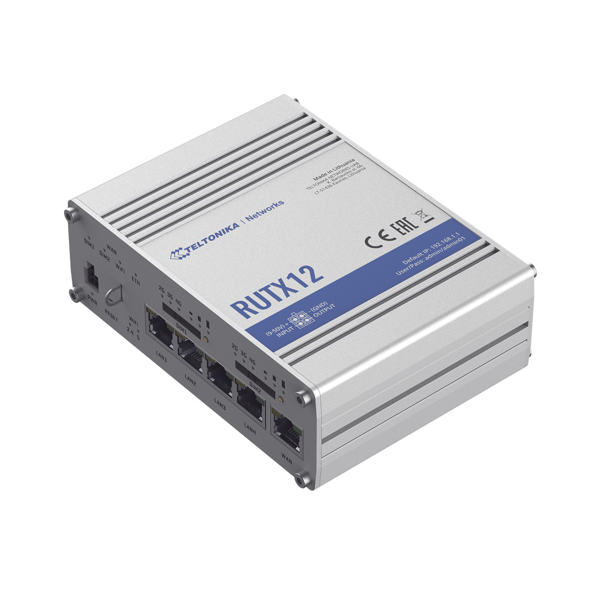 Teltonika rutx12 Router Industrial LTE (4.5G) cat 6, Doble Modem y doble SIM, GNSS, carcasa industrial
