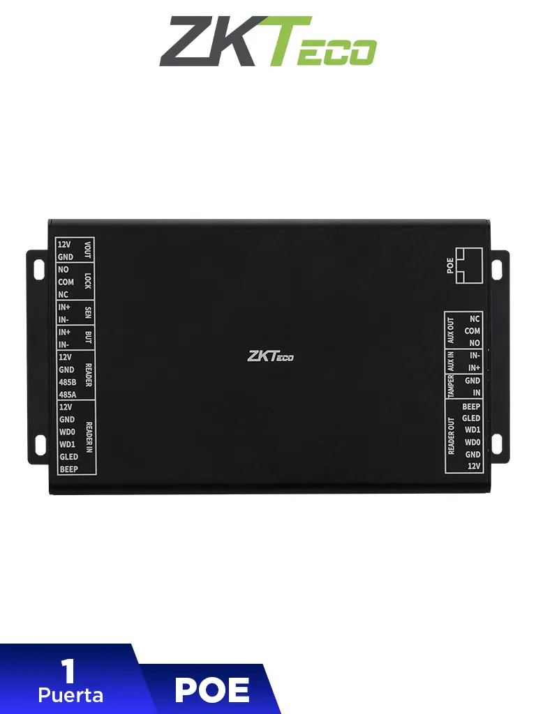 ZKTECO DE10 - Unidad de Control de acceso para controlar 1 puerta por medio de PoE / Compatible con panel InbioPC800 / #NEWZK1