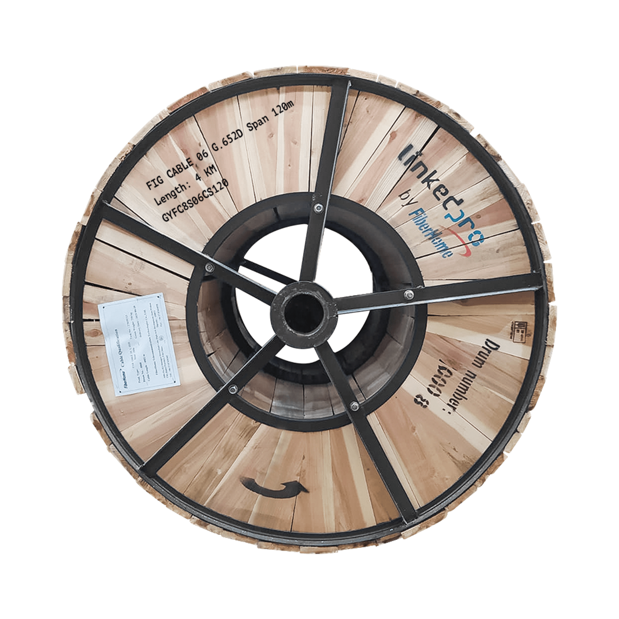 Linkedpro By Fiberhome gyfc8s06cs120/4km Carrete de 4 Km Fibra Óptica Aerea Figura 8 Armada Antirroedor G.652D, Monomodo de 6 Hilos, Exterior, Span 120