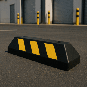 Accesspro ac55tv2 Tope D/ Estacionamiento Vehicular / Hule Reciclado / 55cm / Color Negro con Franjas Amarillas / Resistente y Antideslizante.