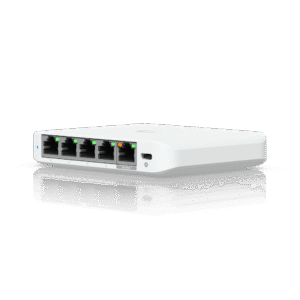 Ubiquiti uswflex2.5g5 USW Flex Mini 2.5G Switch de 5 puertos 2.5G, Compacto, para Escritorio, se puede Energizar por PoE o con un Adaptador tipo USB-C