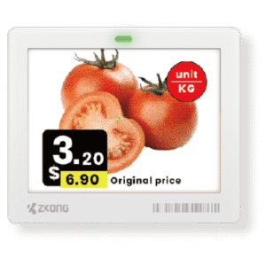 Zkong zkc42b Etiqueta Electrónica de Estante ESL 4.2 Pulgadas / Pantalla EPD Matriz de Puntos 400x300 píxeles / 4 Colores (Negro, Blanco, Rojo, Amarillo) / BLE 5.1 con Encriptación AES-128 / Batería 5 Años / NFC Opcional / Cloud Mana