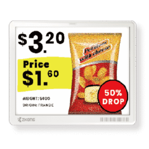 Zkong zkc58b Etiqueta Electrónica ESL 5.8 EPD Matriz de Puntos / Resolución 648x480 Pixels / 4 Colores (Negro Blanco Rojo Amarillo) / BLE 5.1 con Encriptación AES-128 / Batería 5 Años / NFC Opcional / Cloud Management / Certifi