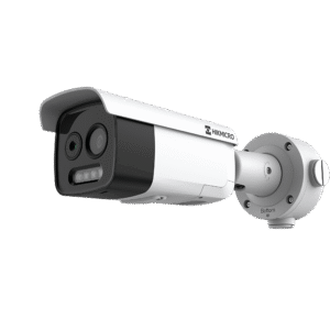 Hikvision hm-td2618-10/g0/t1a Bala IP Dual / Térmica 9.7 mm (160 x 120) / Óptico 8 mm (4 Megapixel) / Detección de Personas 285 Mts / 40 mts IR / Exterior IP67 / PoE / Termométrica / Detección de Temperatura (Fuego) / Sirena y Luz / Micro SD 32 GB In