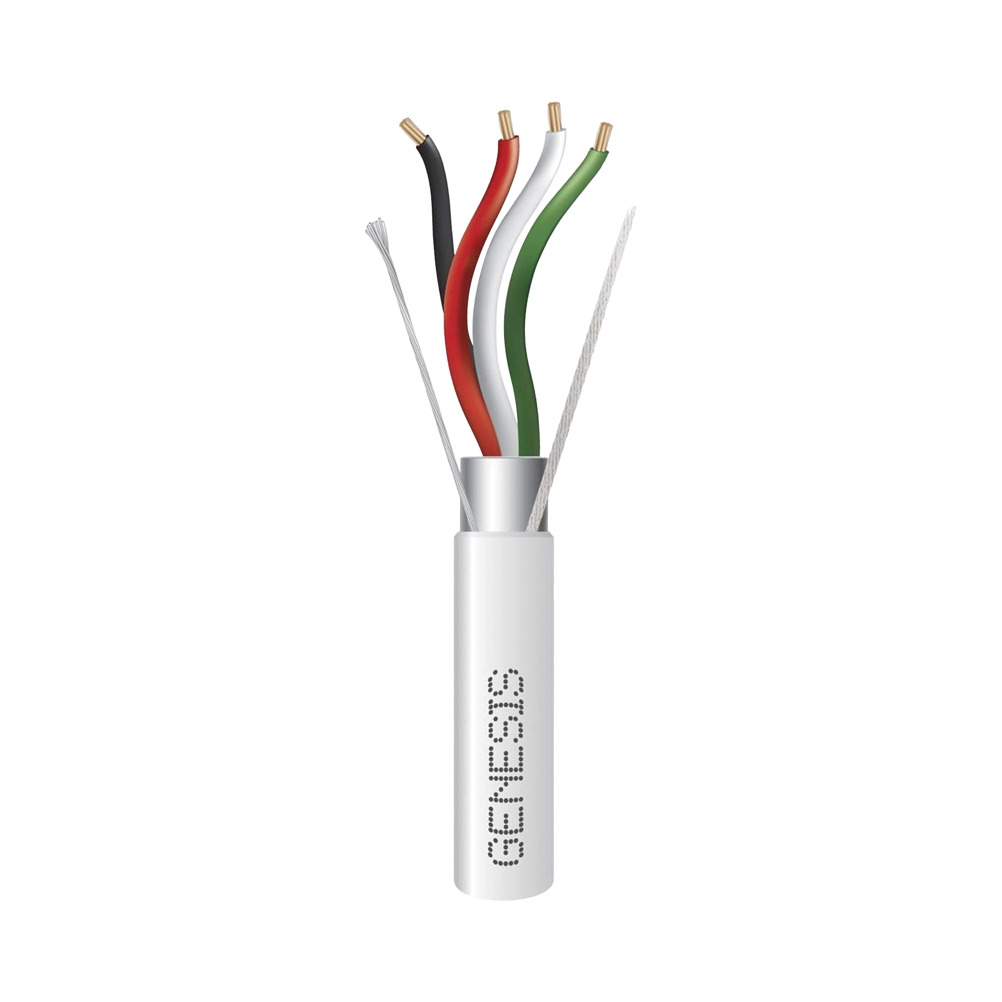 Genesis 2204-1101 Bobina de 305 M de Cable 4 x 22 AWG BLINDADO / RISER / Color Blanco / Para Aplicaciones de Audio, Seguridad y Control