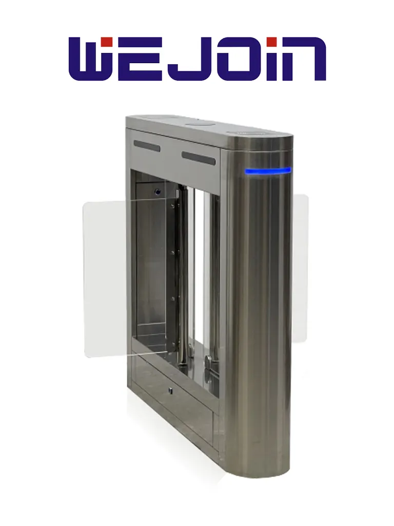 WEJOIN WJTBH101BLD - Barrera Peatonal Central Abatible Bidireccional con Aletas de Acrílico, pase Bidireccional 3 Millones de Ciclos pase 25-35 Personas por minuto Compatible WJTBH101BLSP