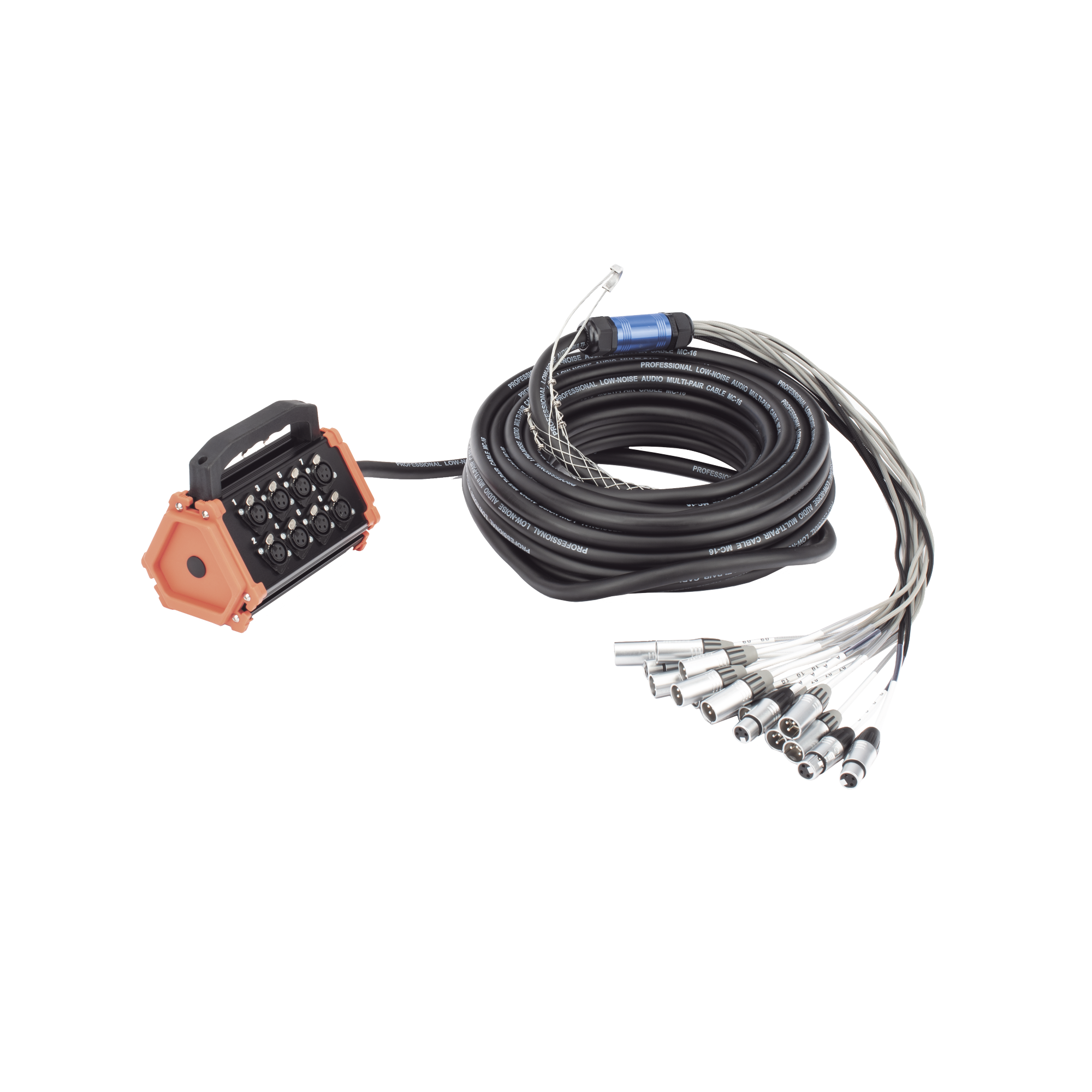 Seetronic csbt1204l20m Stagebox, 12+4 canales, 4 extremos son SCMM3, los otros 12 extremos son SCMF3.