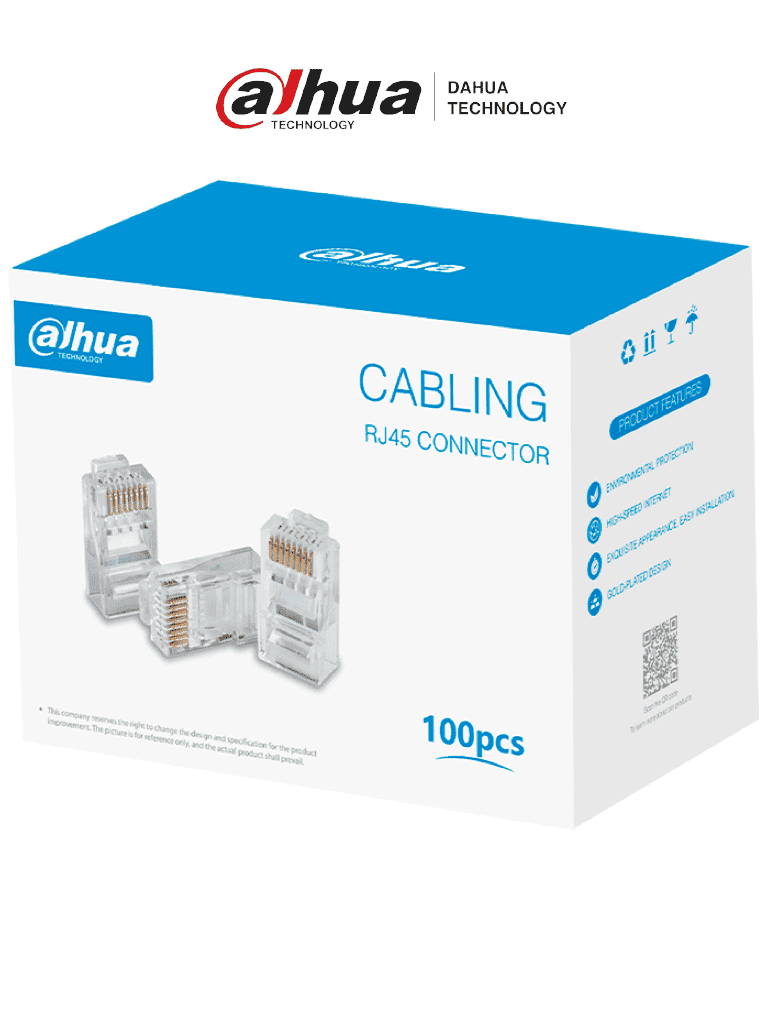 DAHUA DH-PFM976-631 - Caja con 100 Plugs RJ45 Cat6/ Chapado de Oro de 15 U"/ Clasificación de Resistencia al Fuego UL94V-2/ #LoNuevo #CONEEN