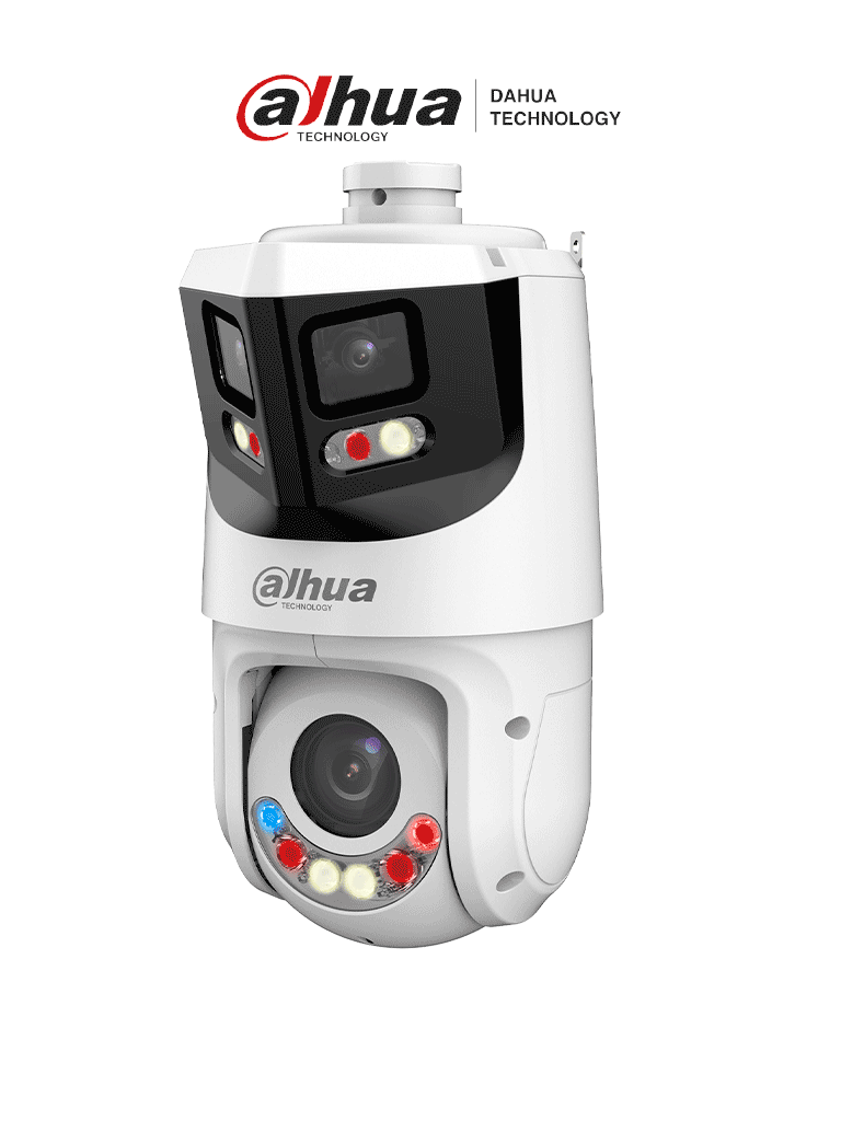 DAHUA SDT4E425-8P-GB-APV1-Cámara IP PTZ 8+4MP,8MP Vista Panorámica+4MP PT, TiOC WizSense, 25X Zoom, IR hasta100m, disuasión activa con Estrobo de Luz Roja y Azul, Altavoz Integrado, protección perimetral, Iluminador dual inteligent, IP66#ILDDAFE