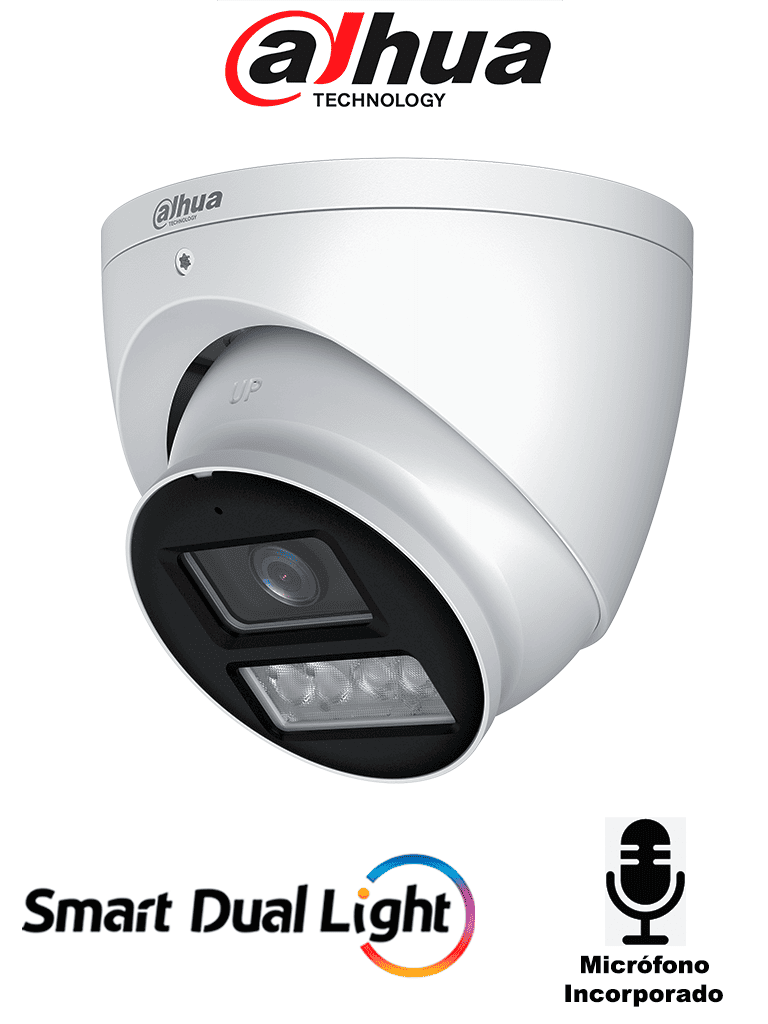 DAHUA HAC-HDW1239TN-IL-A-S3 - Camara Domo de 2 Megapixeles/ Iluminador Dual Inteligente+Full Color/ Lente de 2.8 mm/ 107 Grados/ Microfono Integrado/ WDR Real de 130 dB/ 40 Metros de Iluminación IR y Visible/ IP67/ #MCI2 #MCC