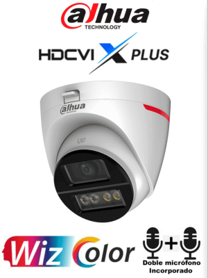 DAHUA DH-HAC-HDW1549XN-A-PRO -Cámara Domo 5MP WizColor/Imagen 24 Horas a Color/Corrección de Dist de Imagen Mediante IA/ Iluminador Int con Luz Calida/ Hasta 50m Ilumin/ Doble Mic Incorp/ Campo de Visión de Hasta 101°/ WDR Real/ Policarbonato+Metal #ANWIZ