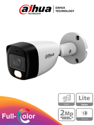 DAHUA HAC-HFW1209CM-A-LED-0280B-S3 - Cámara Bullet Full Color 1080p lente de 2.8 mm y ángulo de 108°. Micrófono integrado, WDR digital y 20 m de iluminación. Carcasa metálica IP67 para máxima resistencia. Compatible con CVI, CVBS, AHD y TV. #M1 #BF5